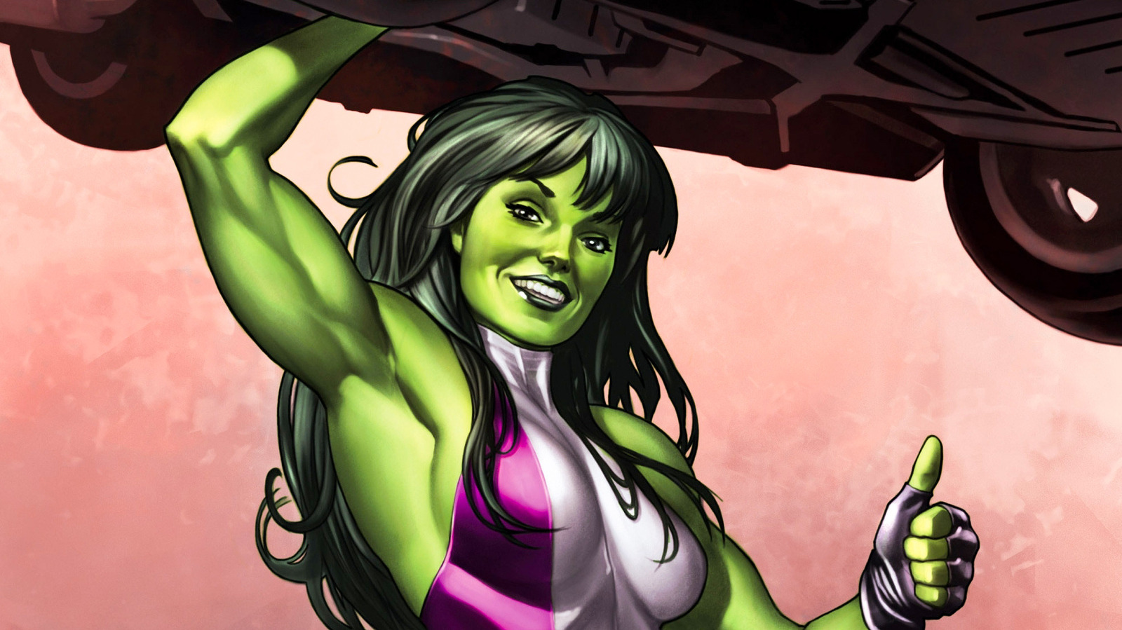 She-Hulk carrying a vehicle in Comics